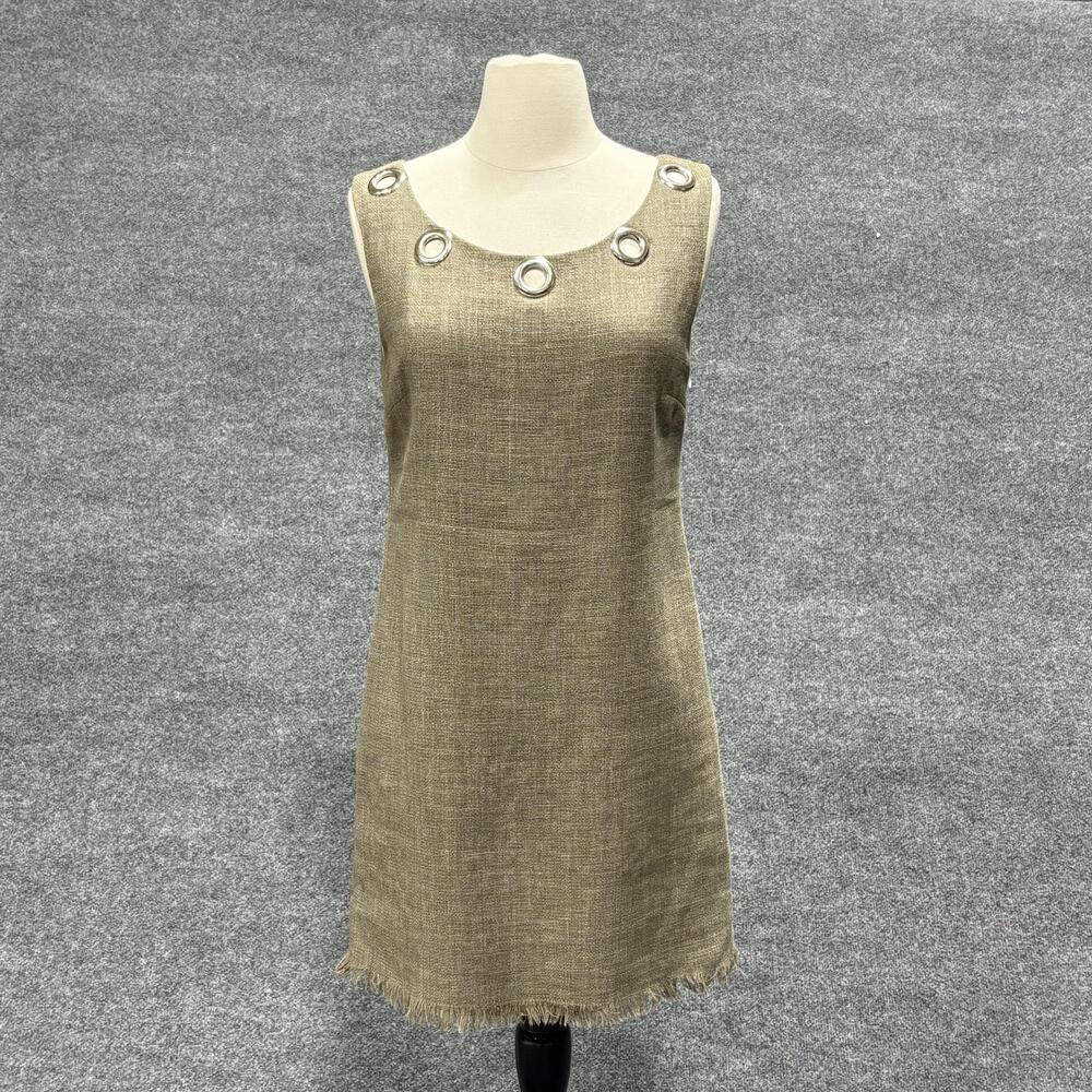 Richard Christopher Dress Womens 8 Sleeveless Shift Linen Wool Grommet Mod USA